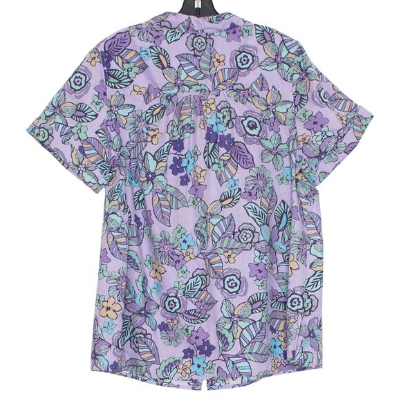 Roamans Vintage Top Floral Cottage Academia Retro Boho Fairy Button Purple 18W - Picture 3 of 3